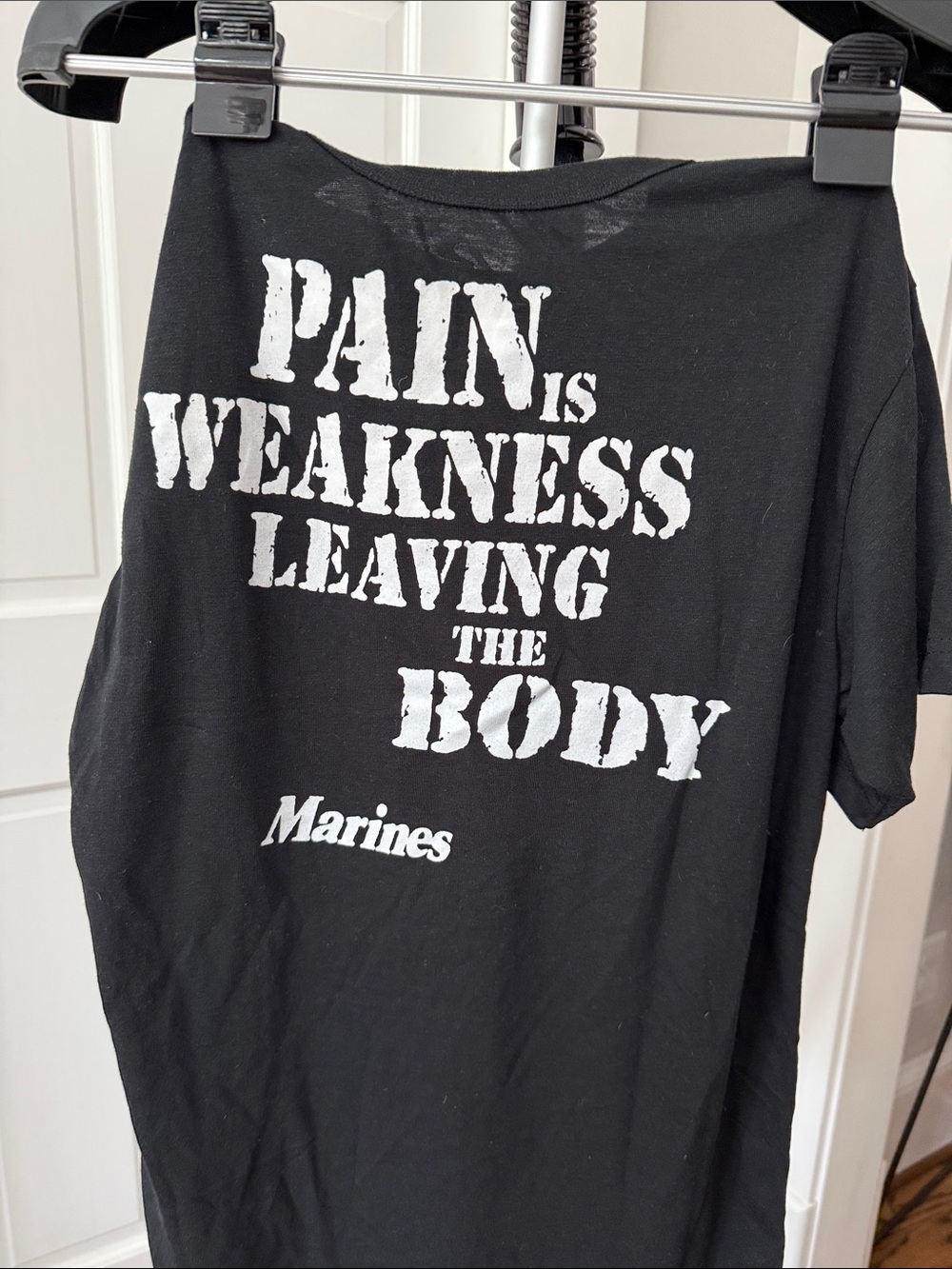 Marines Black Graphic Tee - "Pain Is Weakness Leaving The Body"
